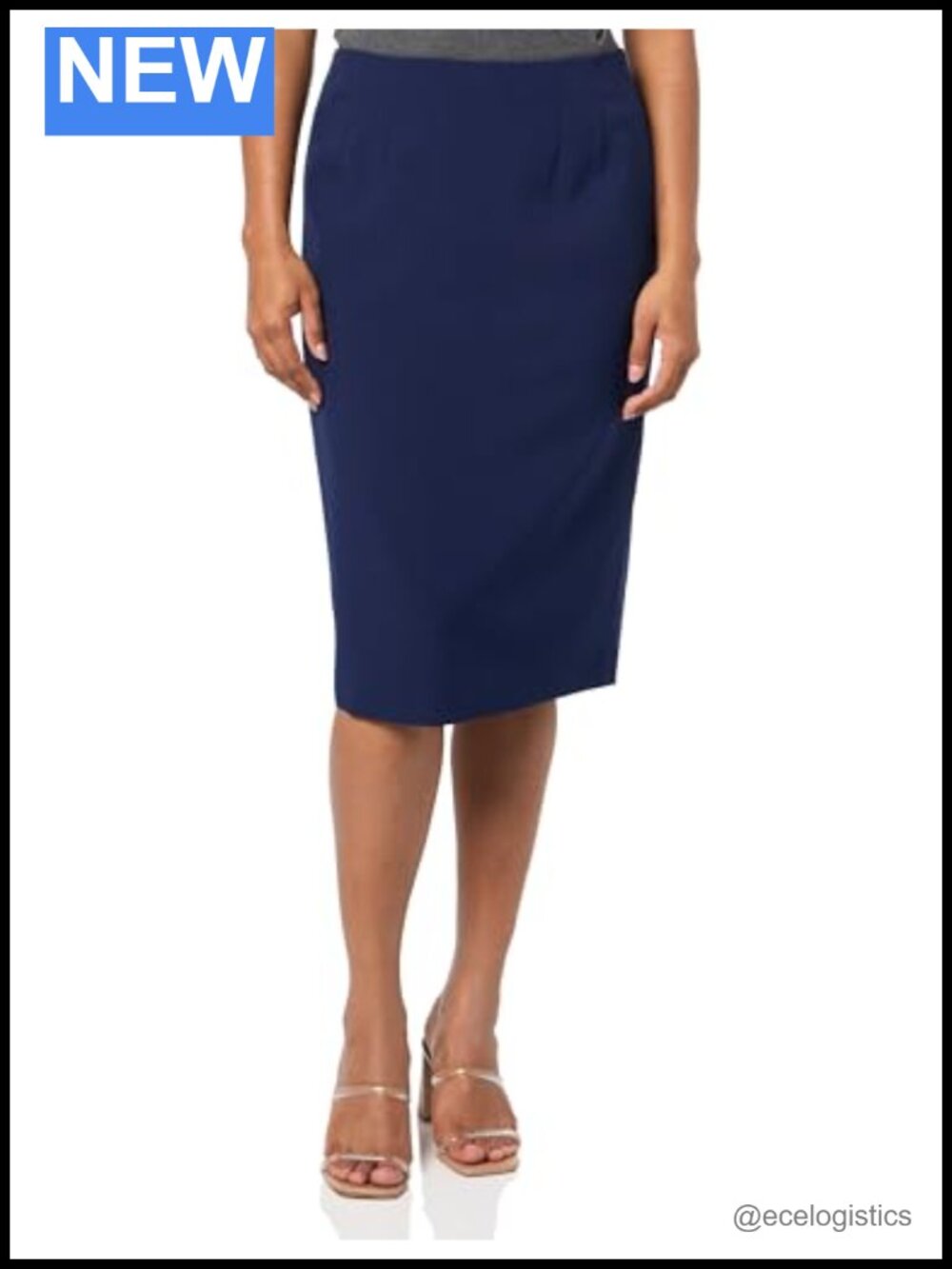 Classic Stretch Crepe Midi Skirt Womens Wear to Work Office Pencil Skirt Zipper